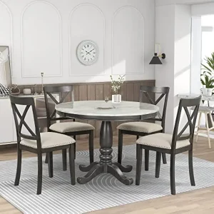 Round Dining Table for 4 with Chairs
