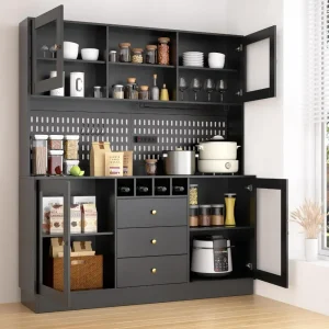 Kitchen Hutch Cabinet, w/Power Outlet