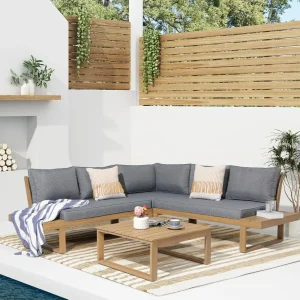 Acacia Wood Patio Sectional Set