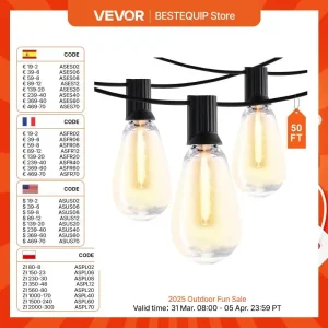 VEVOR LED Outdoor String Dimmable Patio Lights