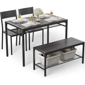 Kitchen Table and 2 Chairs 4 with Bench