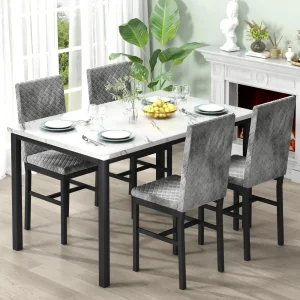 Dining Table Set, Velvet Chairs.